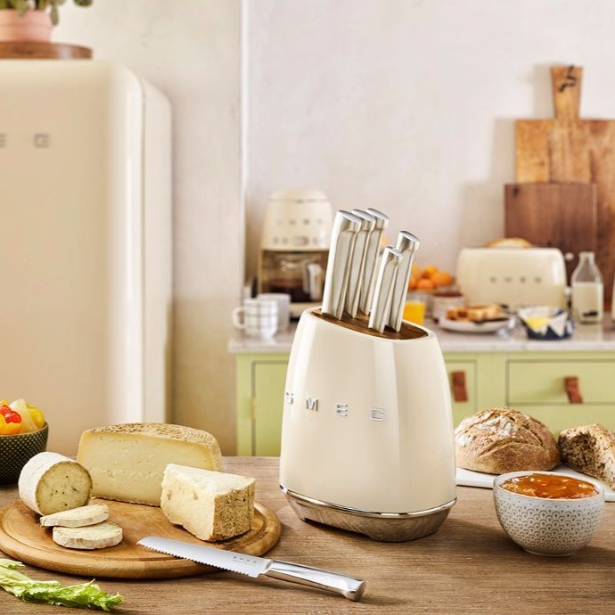 SMEG KBSF02CR Knife Block Set (Cream)