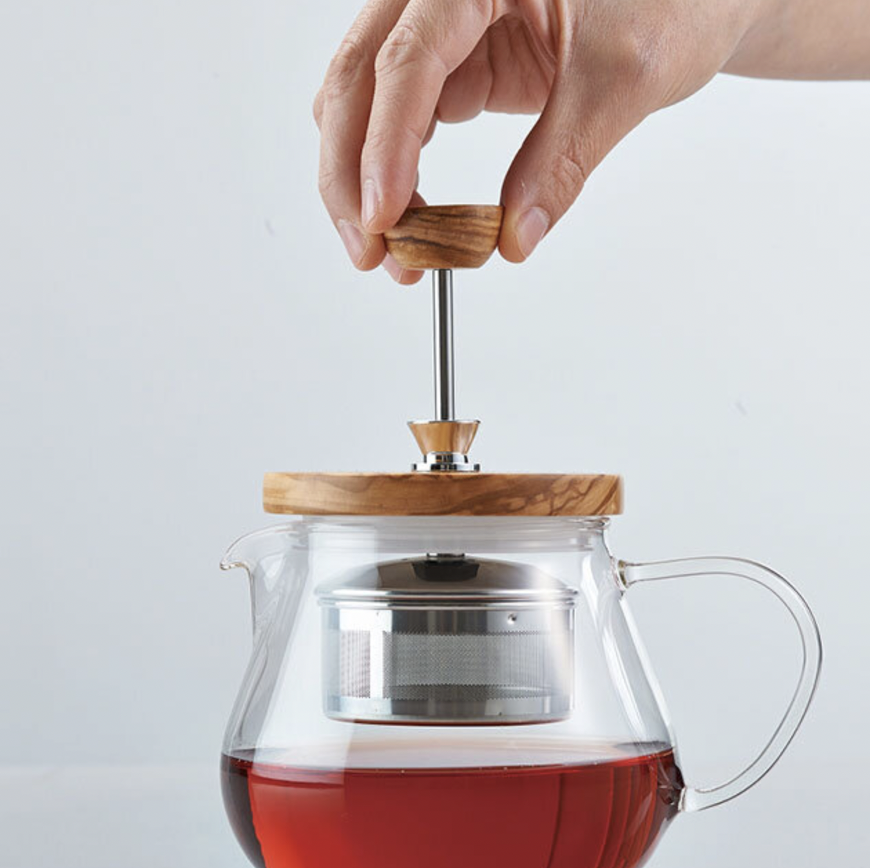 Hario TEO-45-OV Pull-up Tea Maker "Teaor Wood" 450ml (Olive Wood)